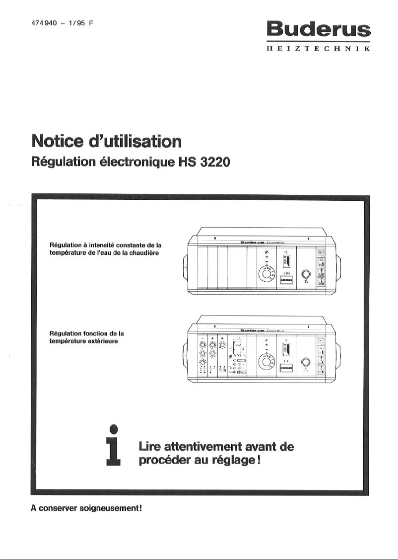 Page 1 de la notice Manuel utilisateur Buderus HS 3220