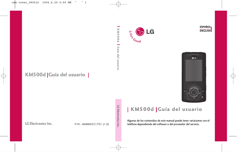 Page n°1 - Manuel utilisateur LG KM500D