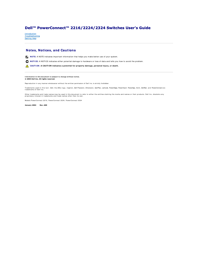 Page 1 de la notice Manuel utilisateur Dell PowerConnect 2224