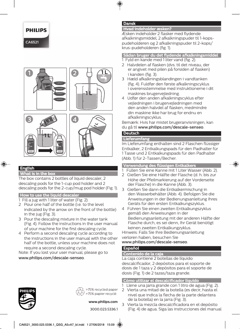 Page 1 de la notice Manuel utilisateur Philips CA6521