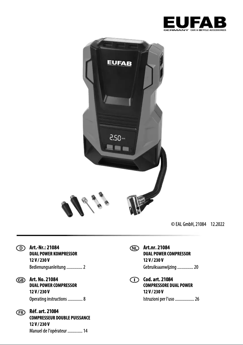 Page 1 de la notice Manuel utilisateur Eufab 21084