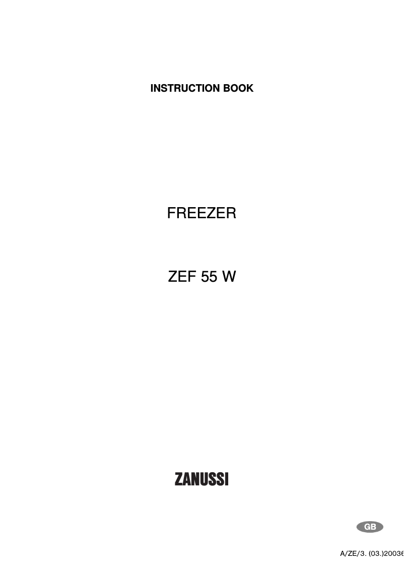 Image de la première page du manuel de l'appareil ZEF 55 W