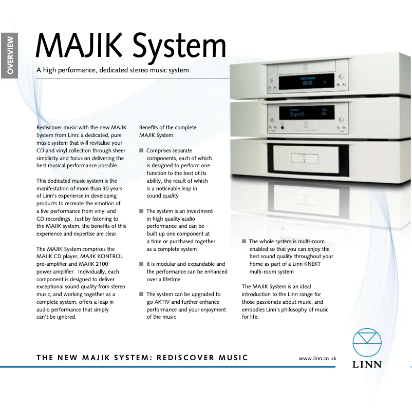 Page 1 de la notice Fiche technique Linn Majik CD