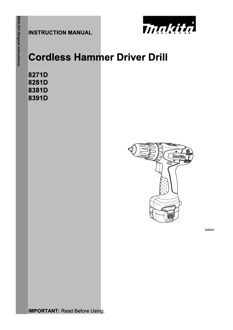 Page 1 de la notice Manuel utilisateur Makita 8391DWAE