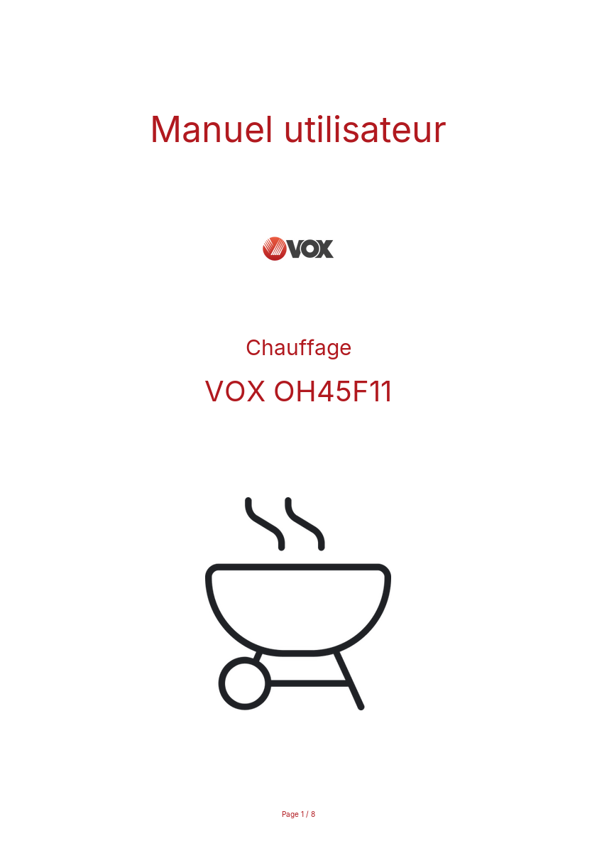 Page n°1 - Manuel utilisateur VOX OH45F11