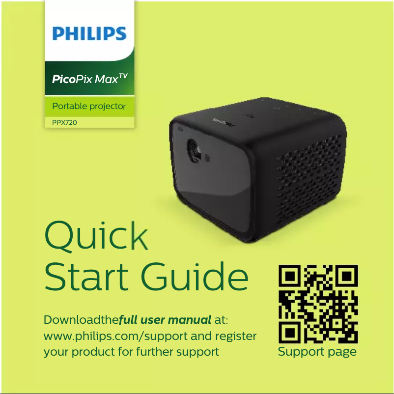 Page 1 de la notice Guide de démarrage rapide Philips PicoPix MaxTV PPX720
