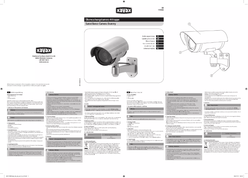 Page 1 de la notice Manuel utilisateur Xavax 00111993