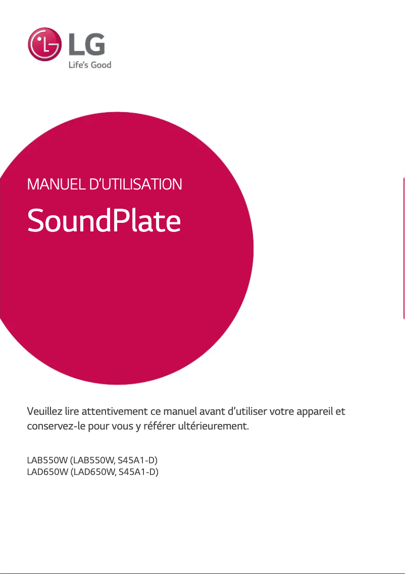 Image de la première page du manuel de l'appareil SoundPlate LAB550W