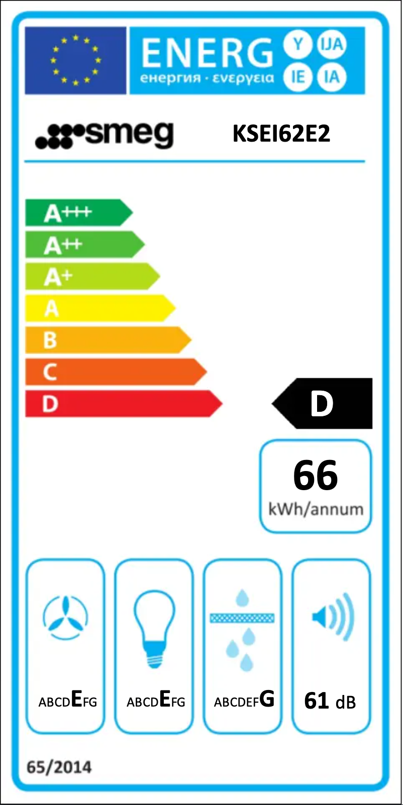 Page n°1 - Label énergétique Smeg KSEI62E2