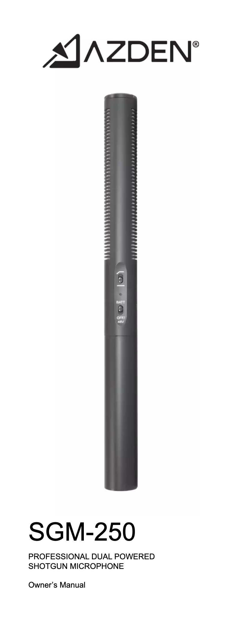 Page 1 de la notice Manuel utilisateur Azden SGM-250