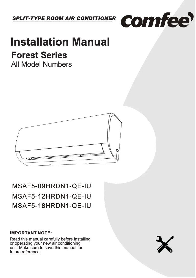 Page 1 de la notice Manuel utilisateur Comfee MSAF5-18HRDN8-QE