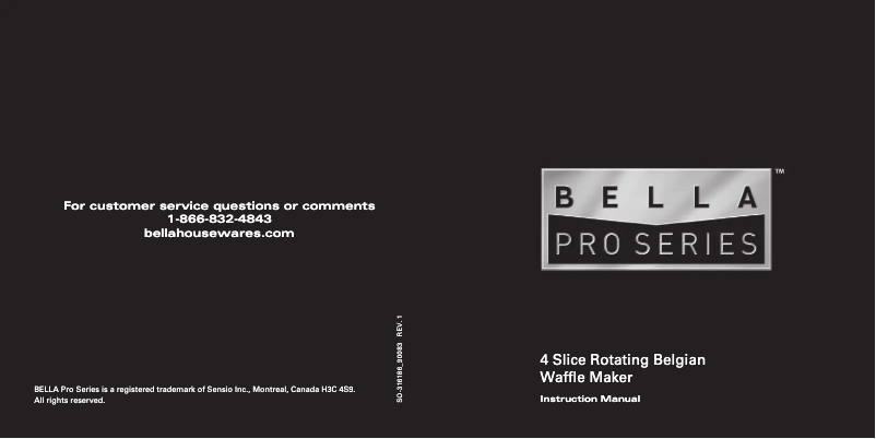 Page 1 de la notice Manuel utilisateur Bella 4 Slice Rotating Belgium Waffle Maker