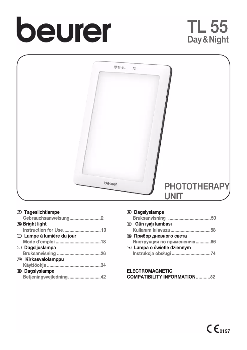 Page n°1 - Manuel utilisateur Beurer TL55