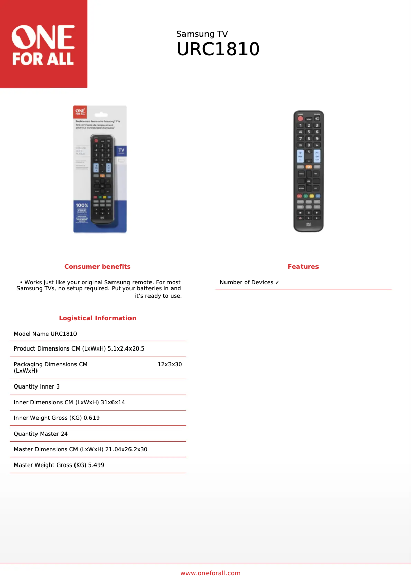 Image de la première page du manuel de l'appareil URC1810