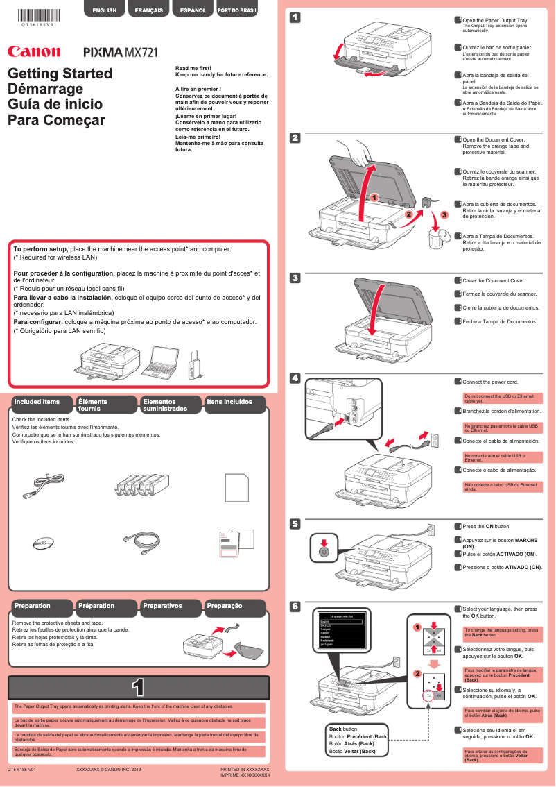 Page 1 de la notice Manuel utilisateur Canon PIXMA MX721