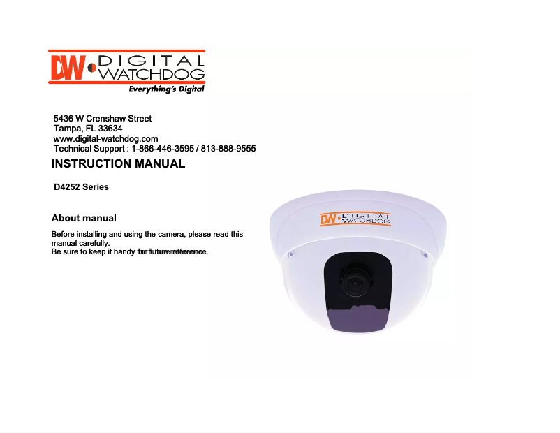 Page 1 de la notice Manuel utilisateur Digital Watchdog DWC-D4252