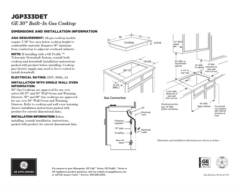 Page n°1 - Fiche technique GE JGP333DETBB