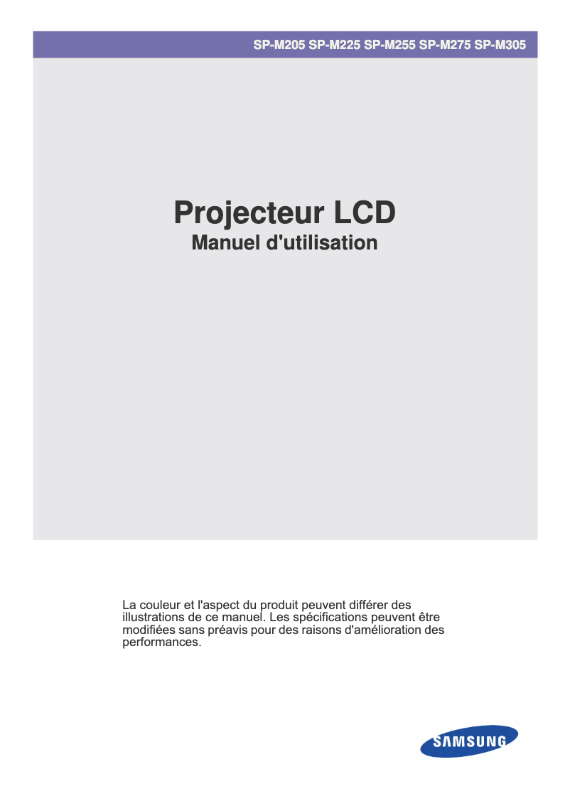 Image de la première page du manuel de l'appareil SP-M305