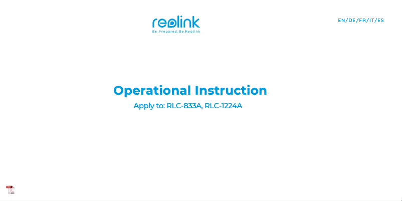 Image de la première page du manuel de l'appareil RLC-833A