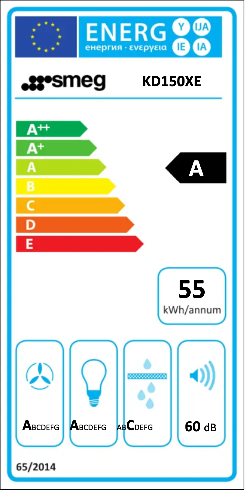 Page 1 de la notice Label énergétique Smeg KD150XE