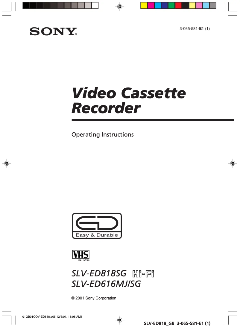 Page 1 de la notice Manuel utilisateur Sony SLV-ED616SG