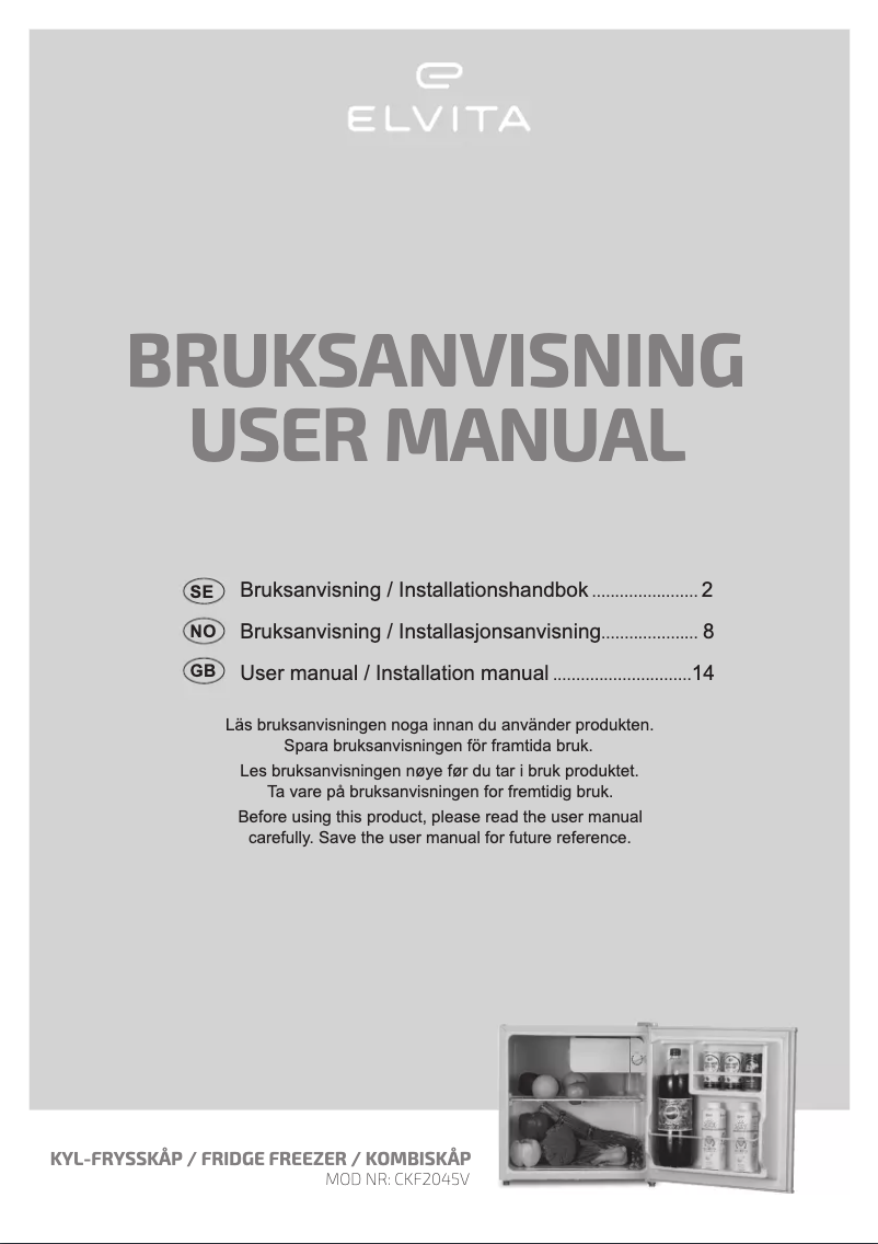 Image de la première page du manuel de l'appareil CKF2045V