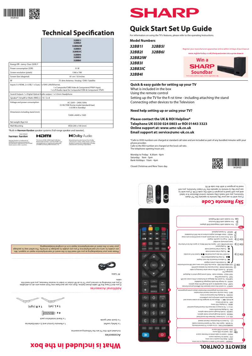 Page n°1 - Guide de démarrage rapide Sharp 32BB4I