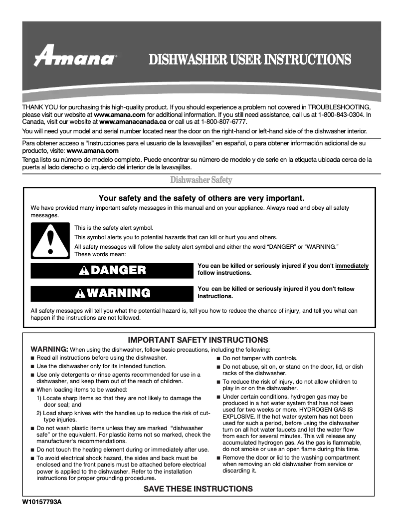 Page n°1 - Manuel utilisateur Amana ADB1500AWQ46