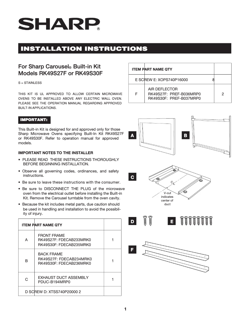 Image de la première page du manuel de l'appareil RK49S30F