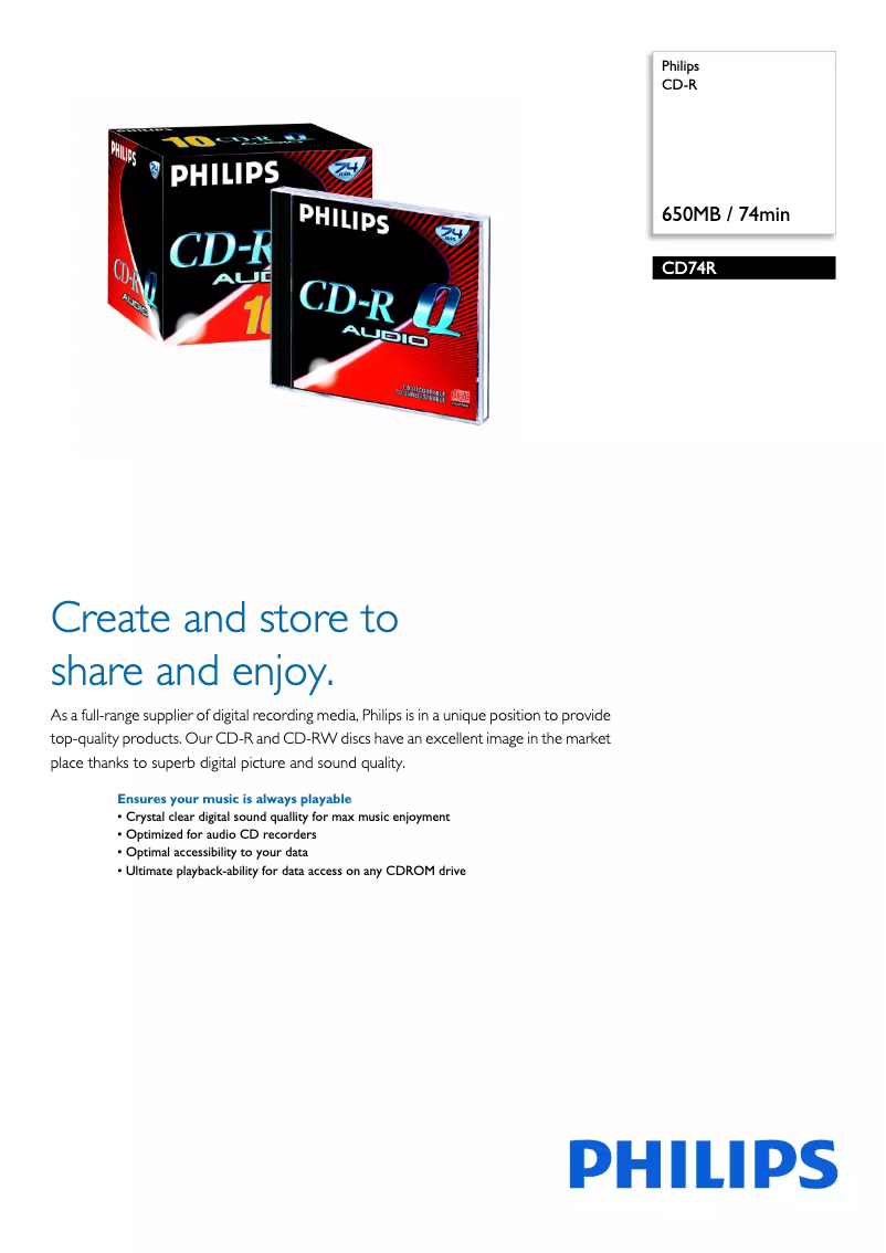 Page 1 de la notice Manuel utilisateur Philips CD74R