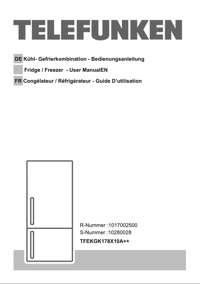 Page n°1 - Manuel utilisateur Telefunken TFEKGK178X10A++