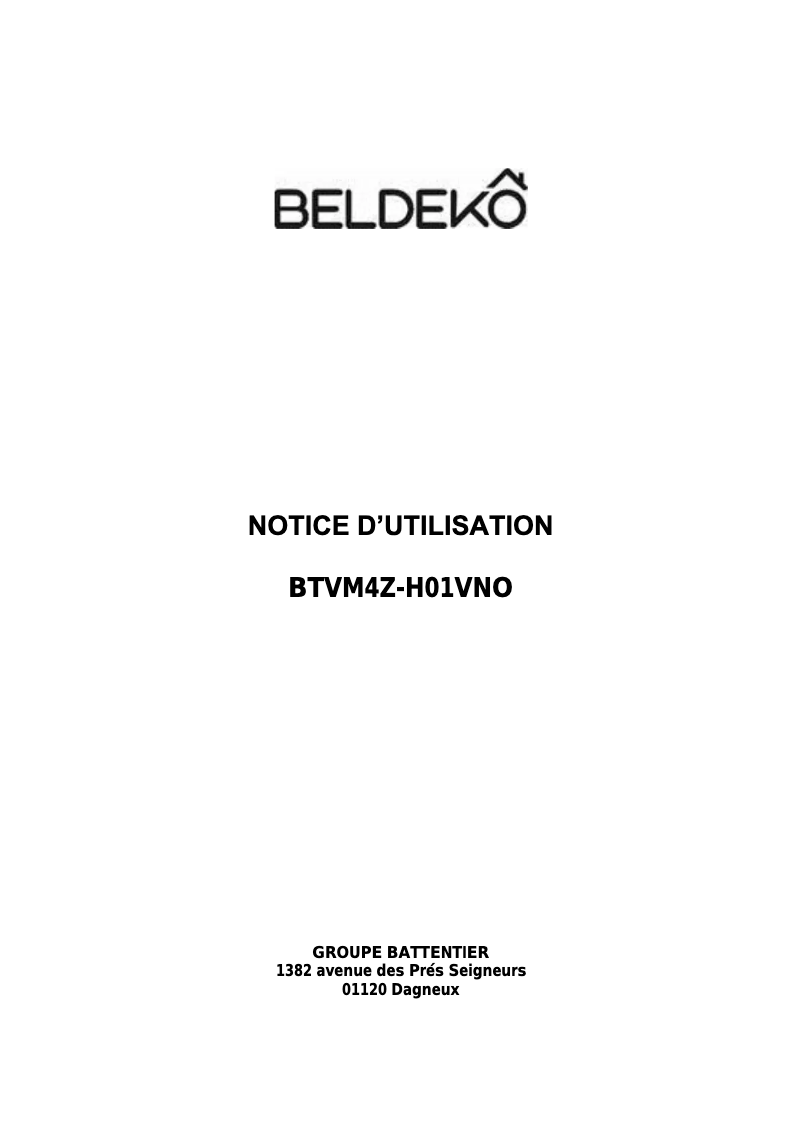Page n°1 - Manuel utilisateur Beldeko BTVM4Z-H01VNO