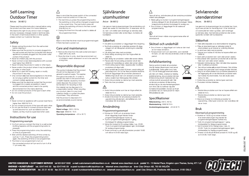 Page 1 of the manual User Manual Cotech 36-8012