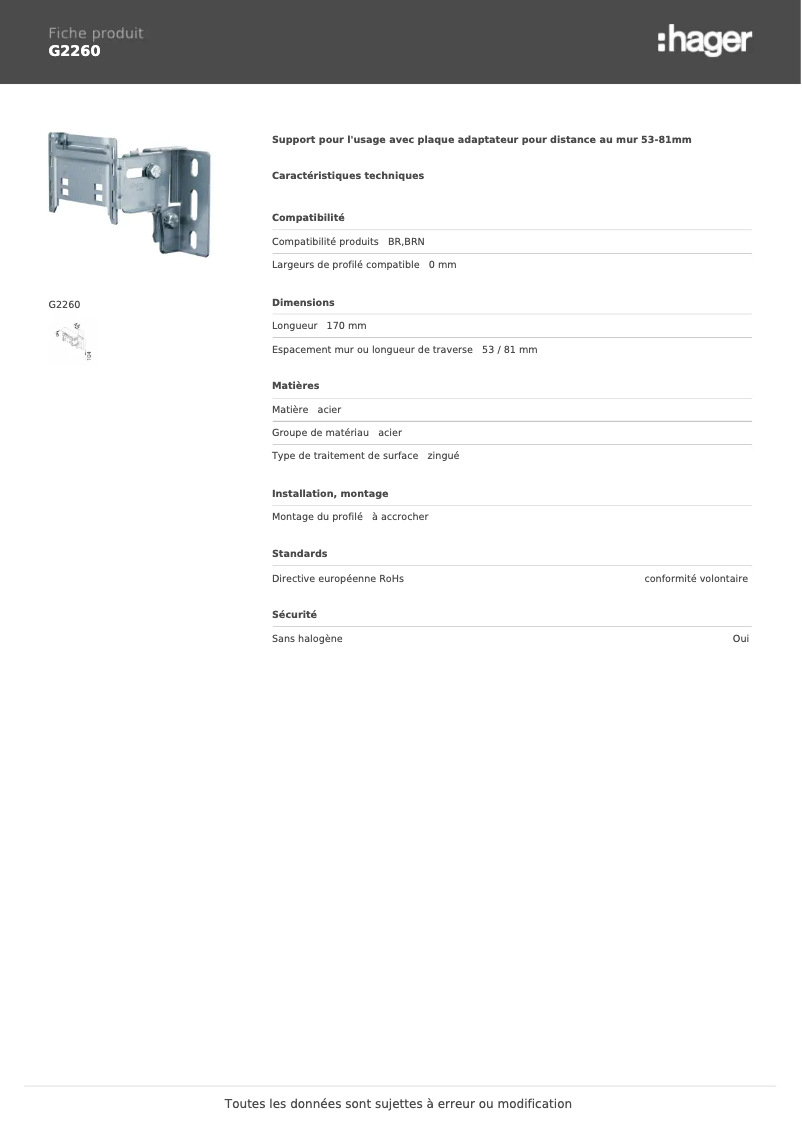 Page n°1 - Manuel utilisateur Hager G2260