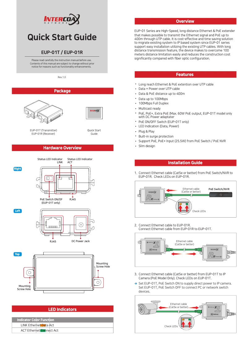Page n°1 - Guide de démarrage rapide Lorex EUP-01T