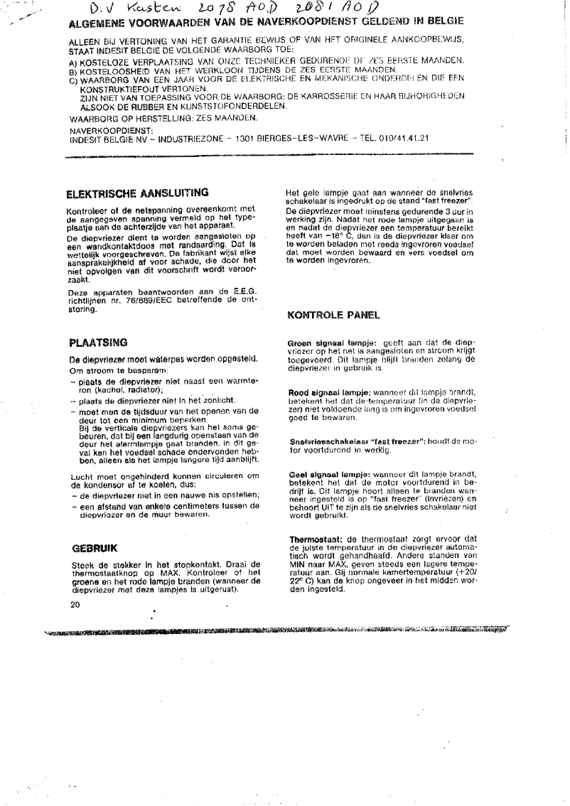 Page n°1 - Manuel utilisateur Indesit W 2081 AOD