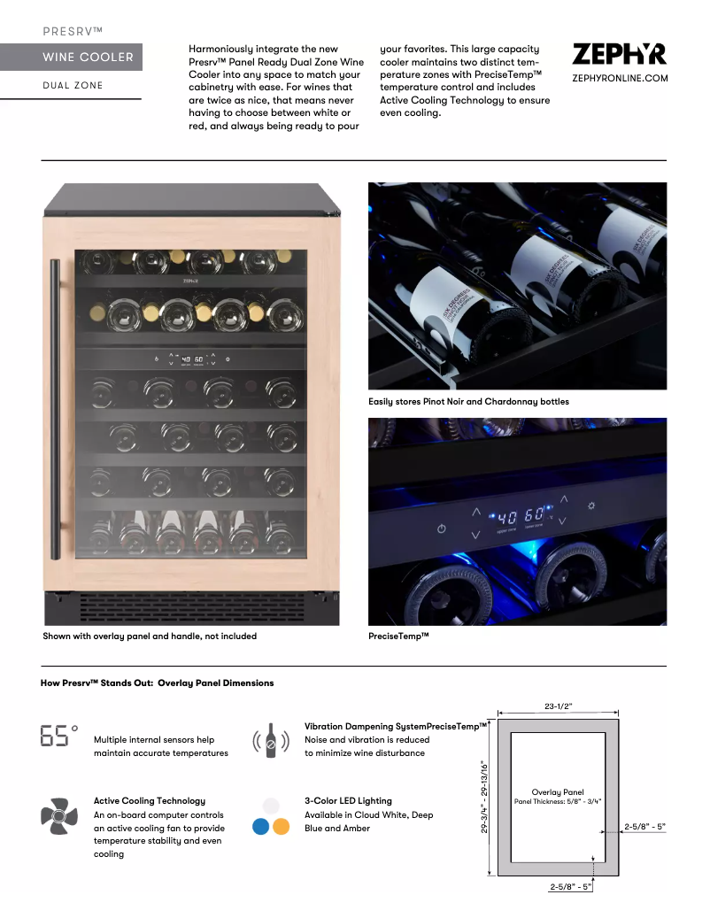 Page 1 de la notice Fiche technique Zephyr PRW24C02BPG