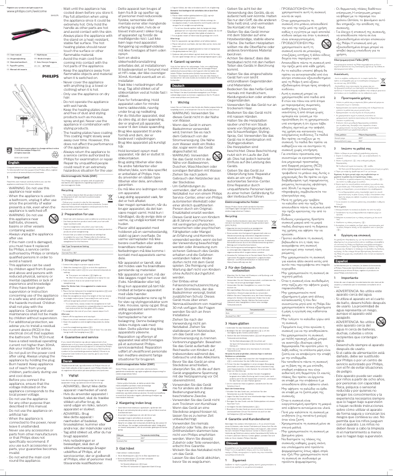 Page n°1 - Manuel utilisateur Philips Straightcare Essential BHS375