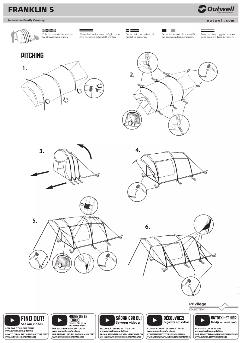 Page 1 de la notice Manuel utilisateur Outwell Franklin 5