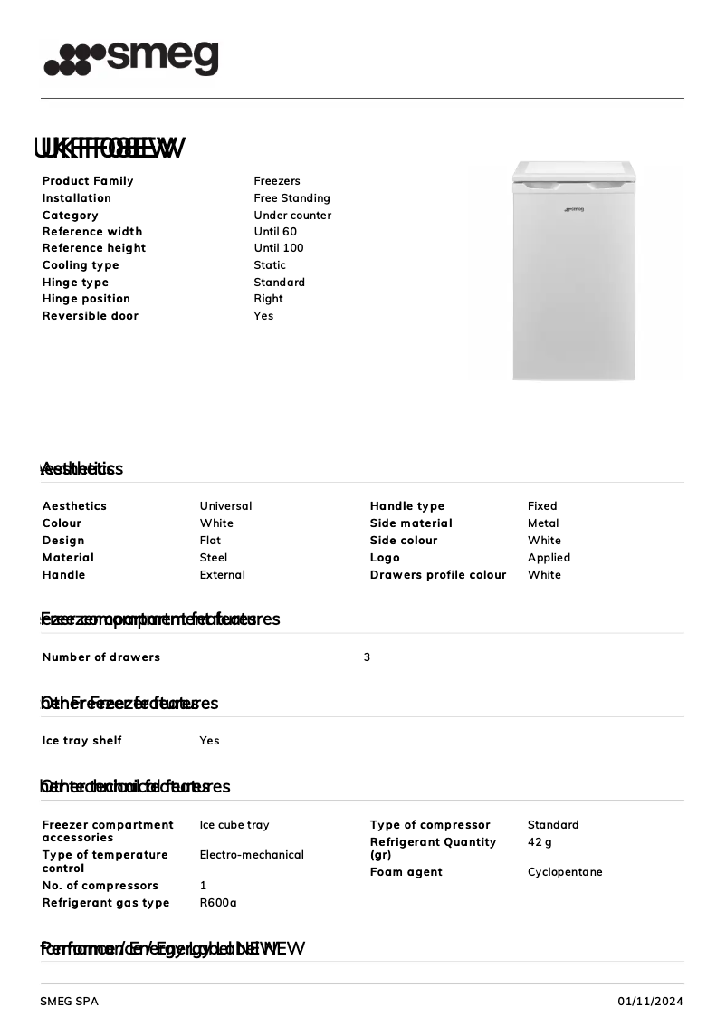 Page n°1 - Fiche technique Smeg UKFF08EW