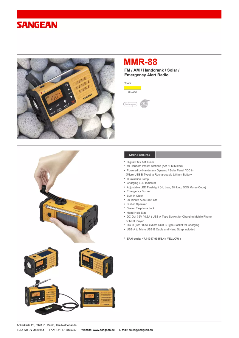 Page 1 de la notice Fiche technique Sangean MMR-88 DAB