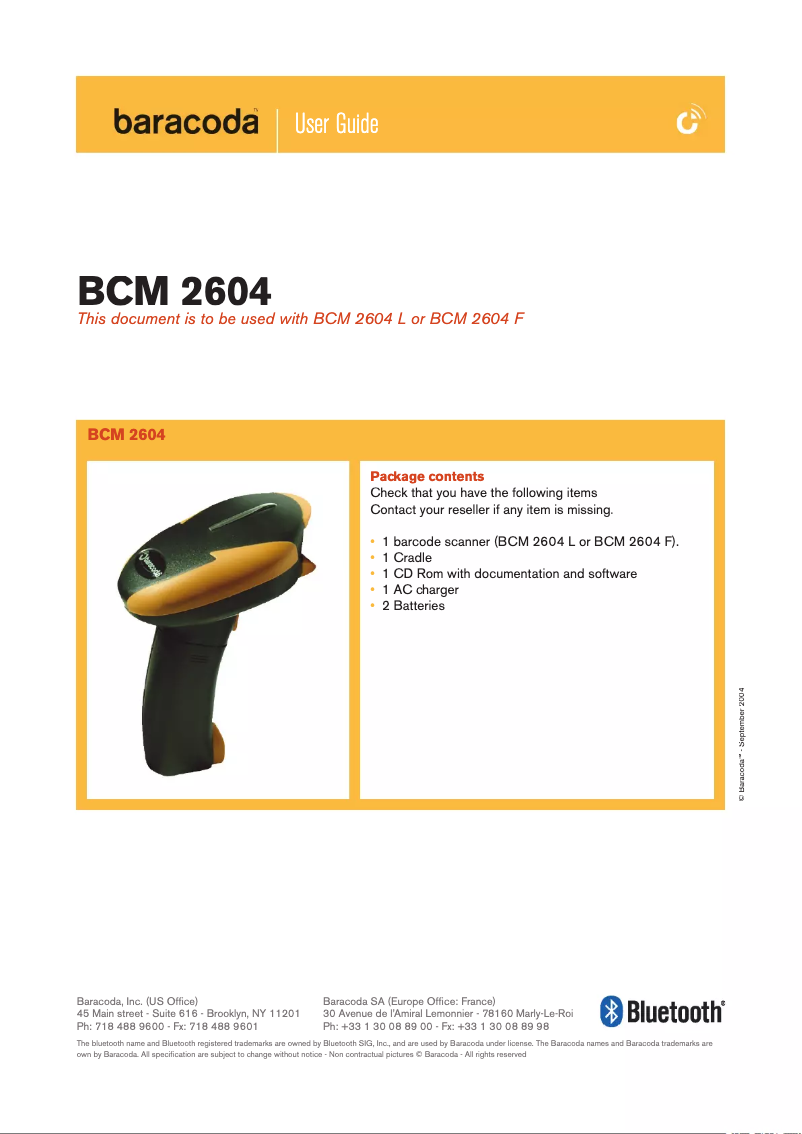 Image de la première page du manuel de l'appareil BCM2604