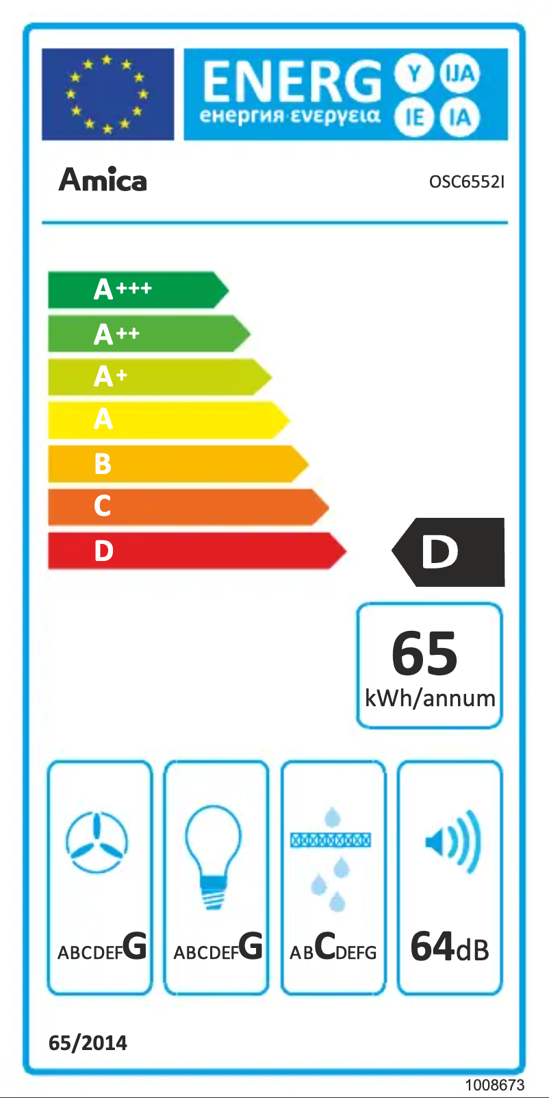 Page n°1 - Label énergétique Amica OSC 6552 I