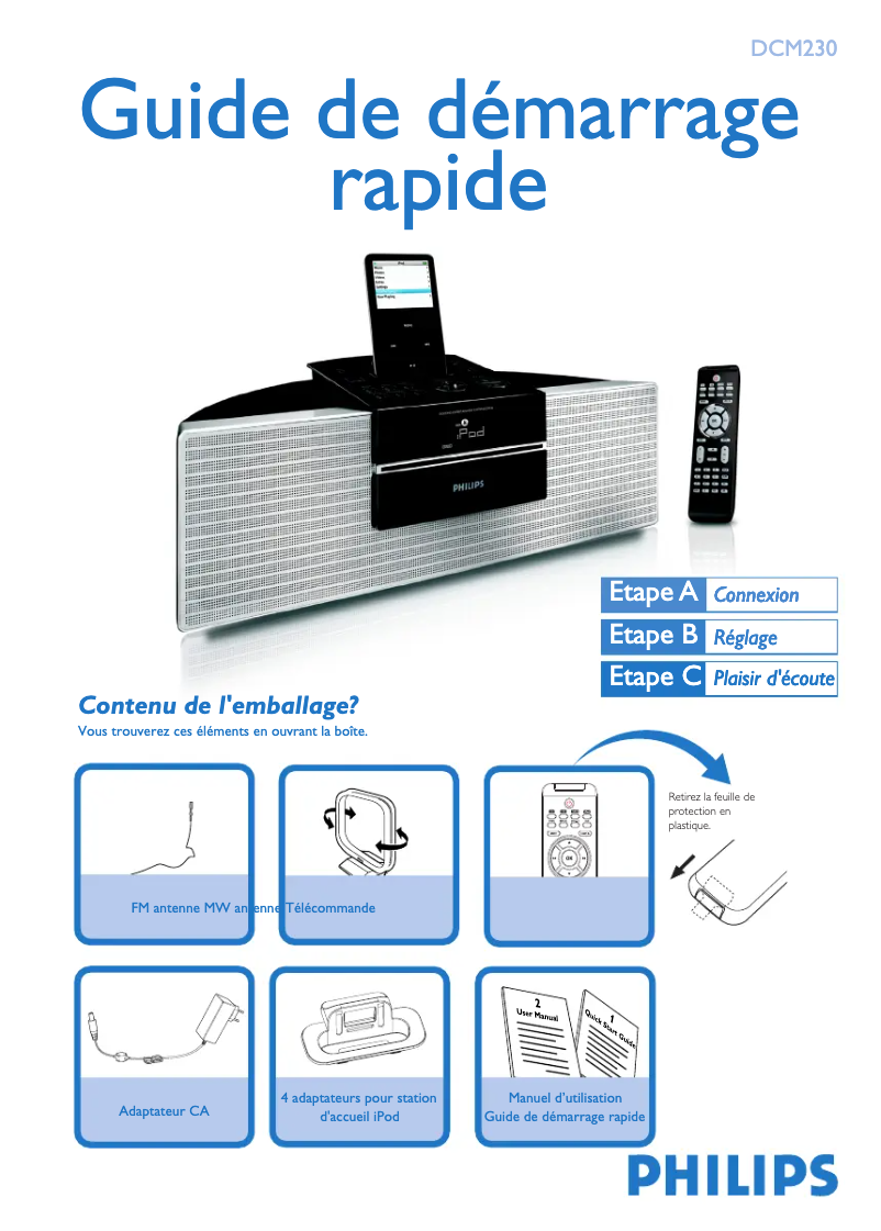 Page n°1 - Guide de démarrage rapide Philips DCM230