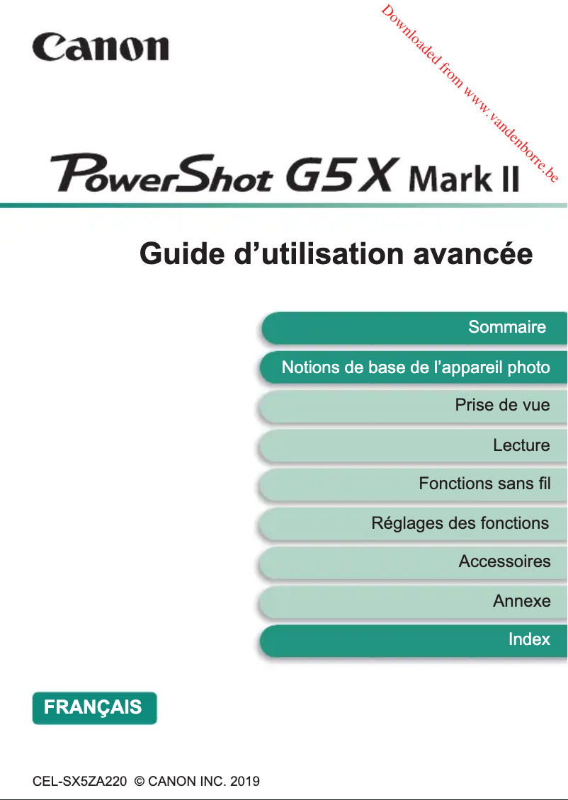 Image de la première page du manuel de l'appareil PowerShot G5 X Mark II