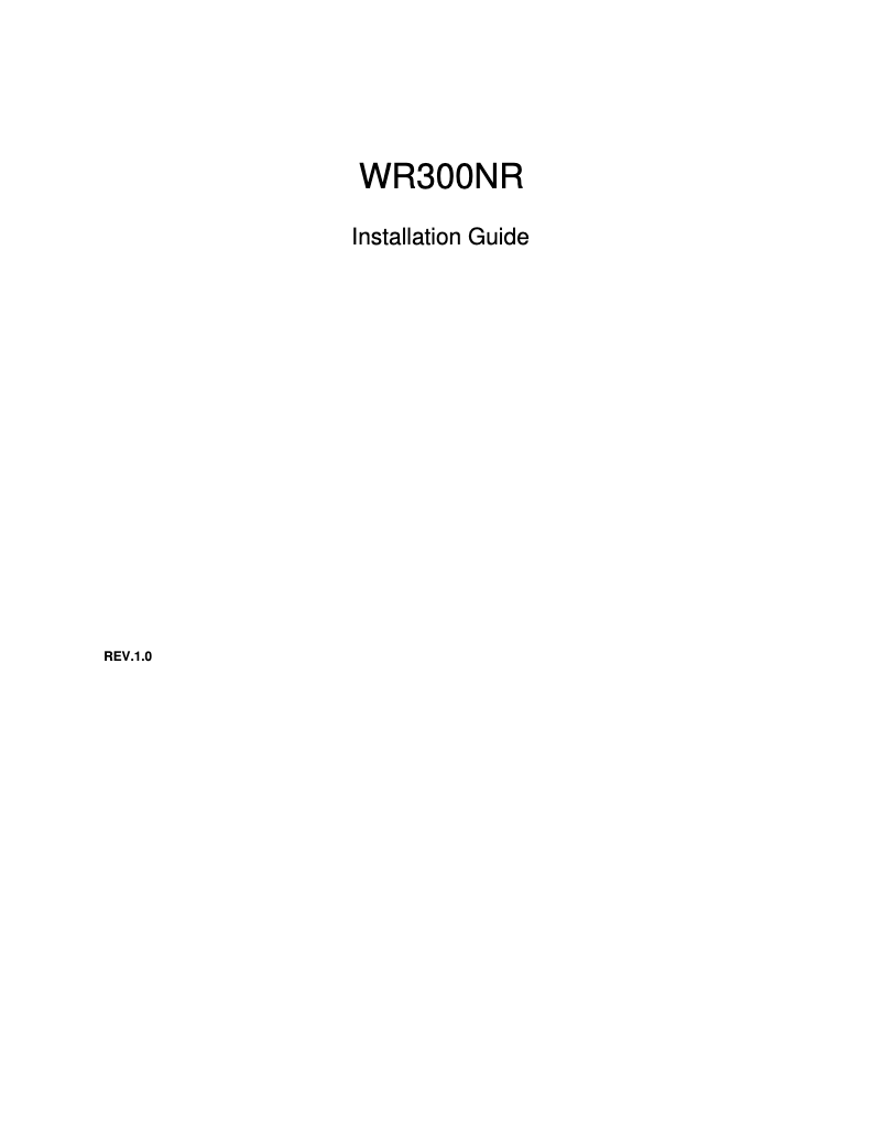 Page 1 of the manual User Manual Diamond WR300NR