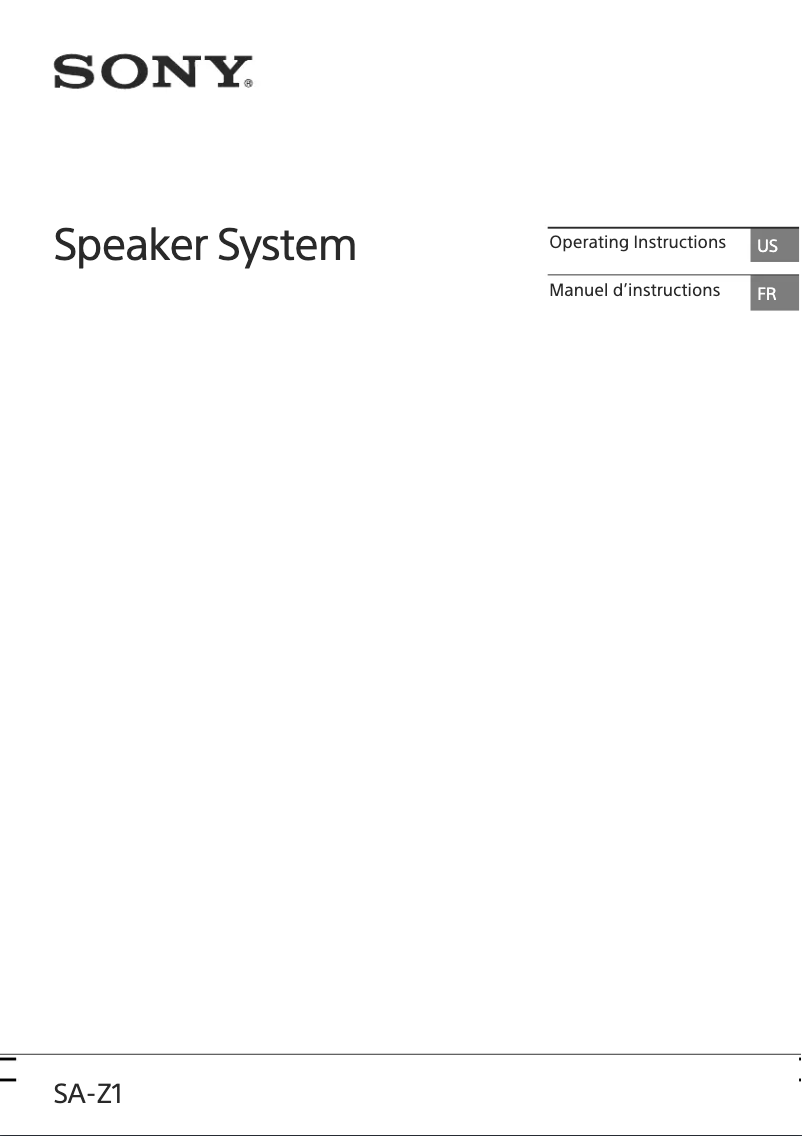 Page 1 de la notice Manuel utilisateur Sony SA-Z1