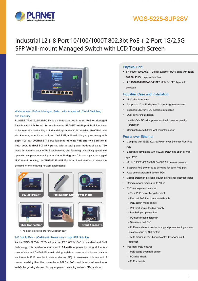 Page n°1 - Fiche technique Planet WGS-5225-8UP2SV