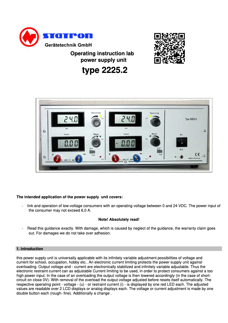 Image de la première page du manuel de l'appareil 2225.2