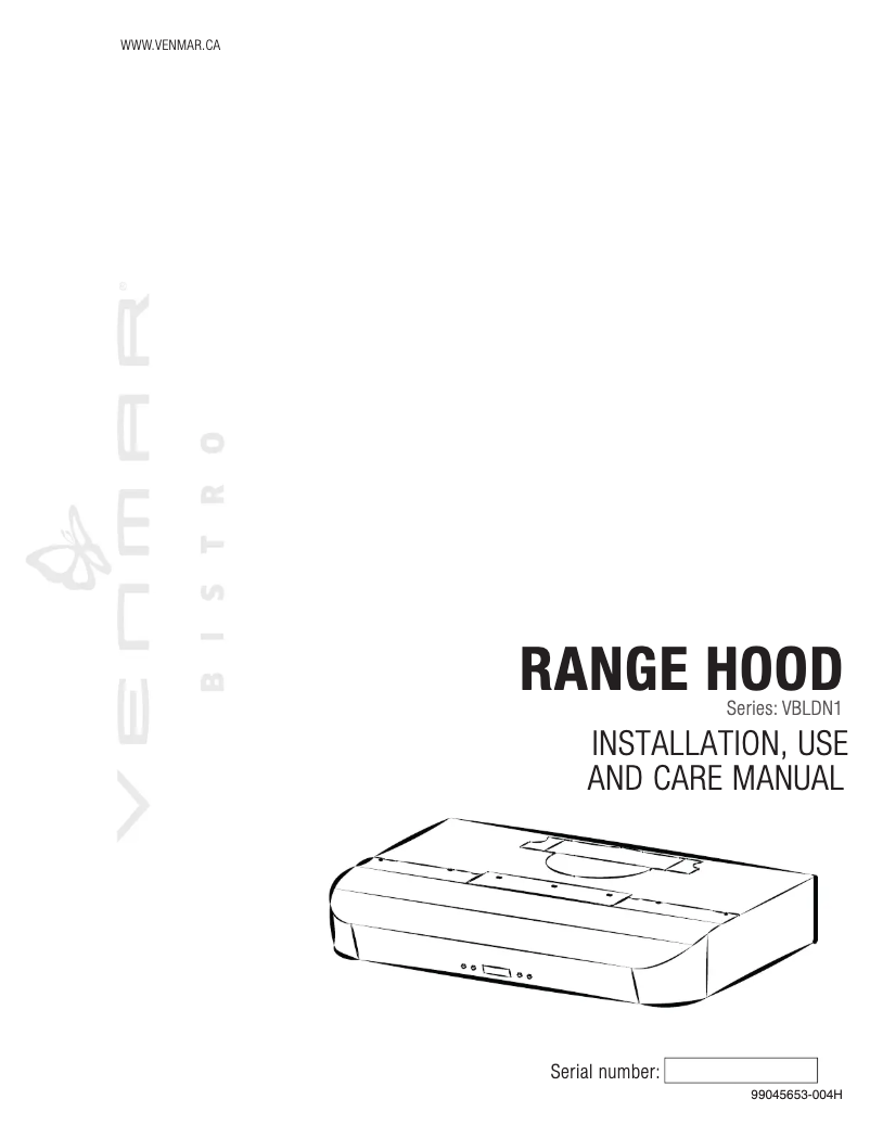 Page 1 de la notice Guide d'installation Venmar Bistro VBLDN130WH